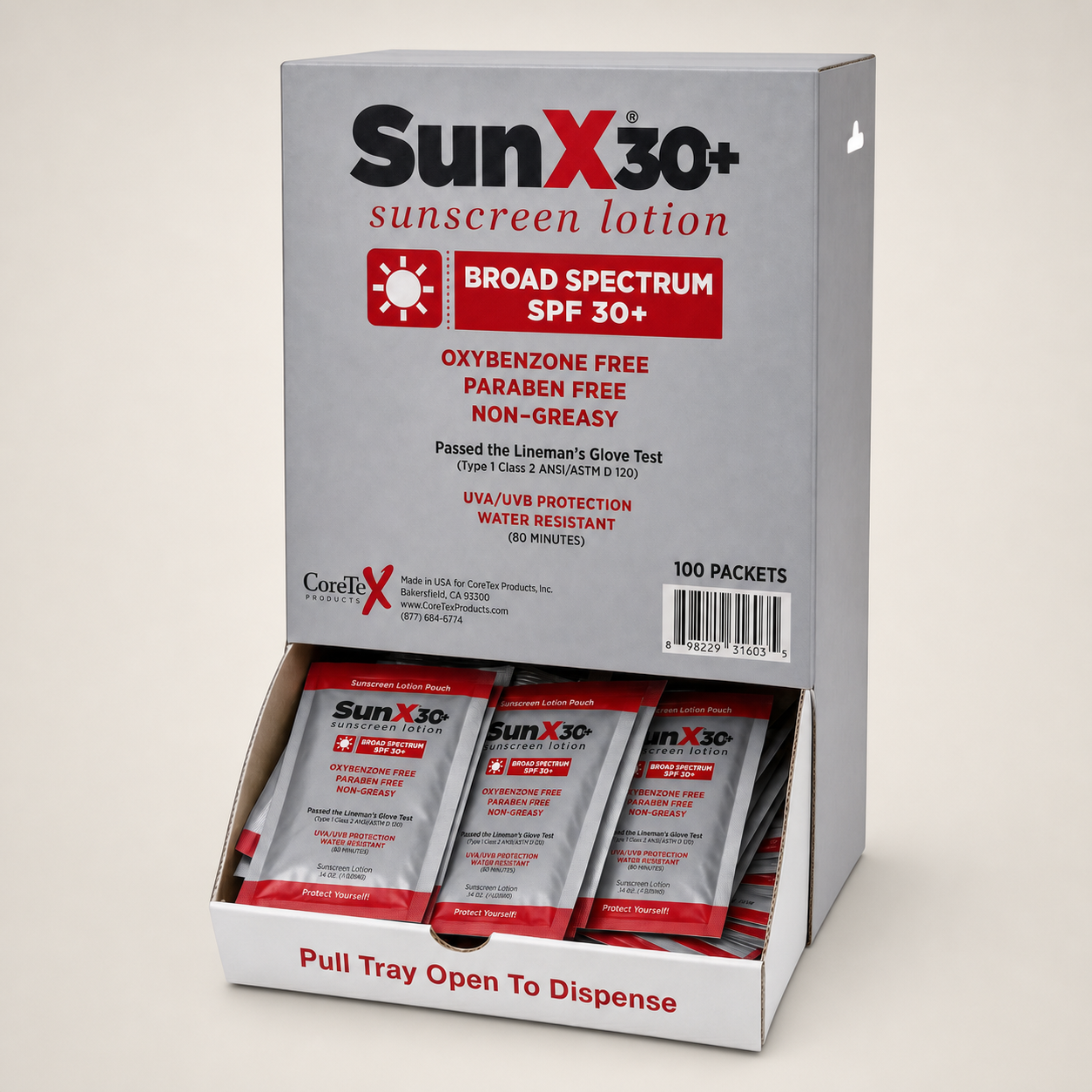 SunX 30+ Wallmount Dispenser Box (100 Packets)