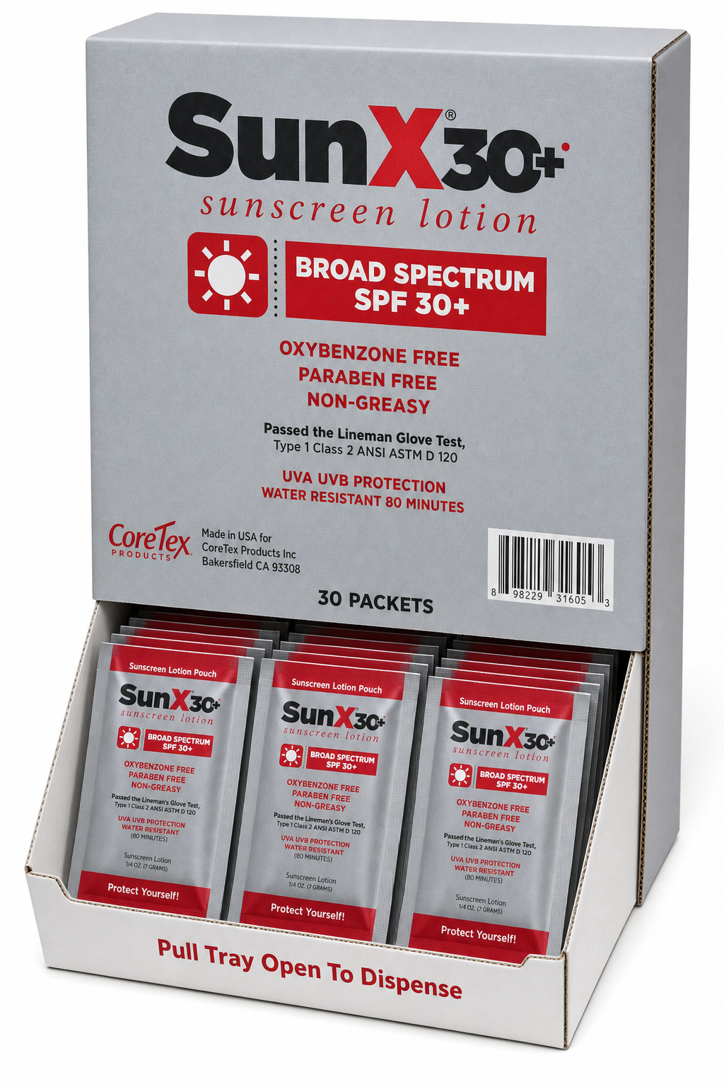 SunX 30+ Wallmount Dispenser Box (30 Packets)