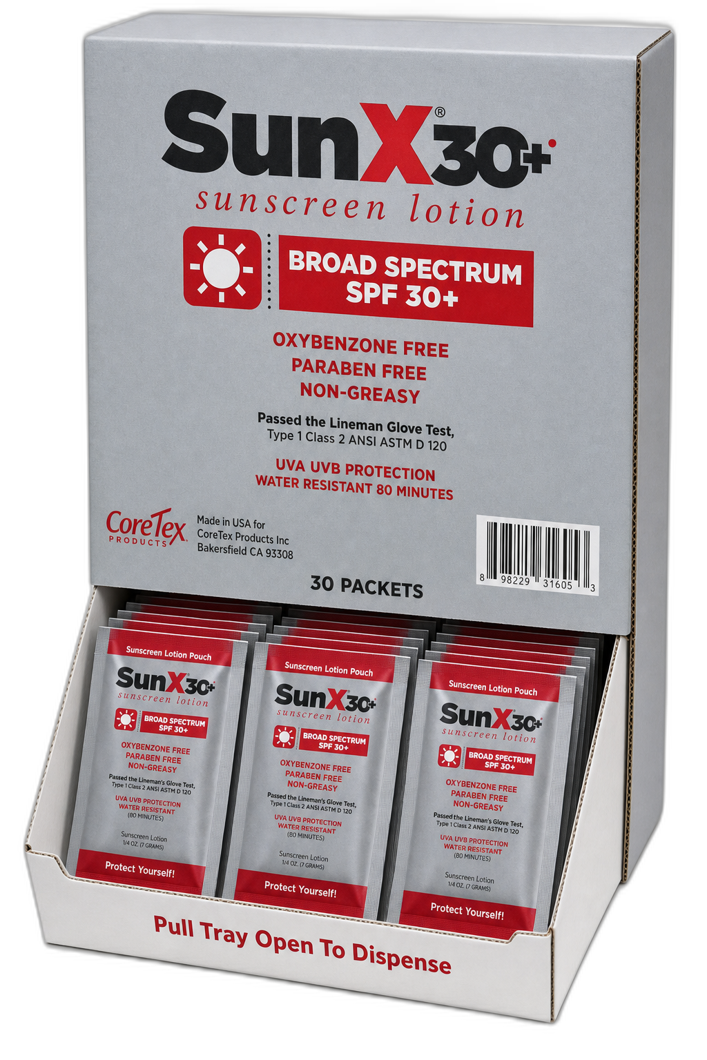 SunX 30+ Wallmount Dispenser Box (30 Packets)
