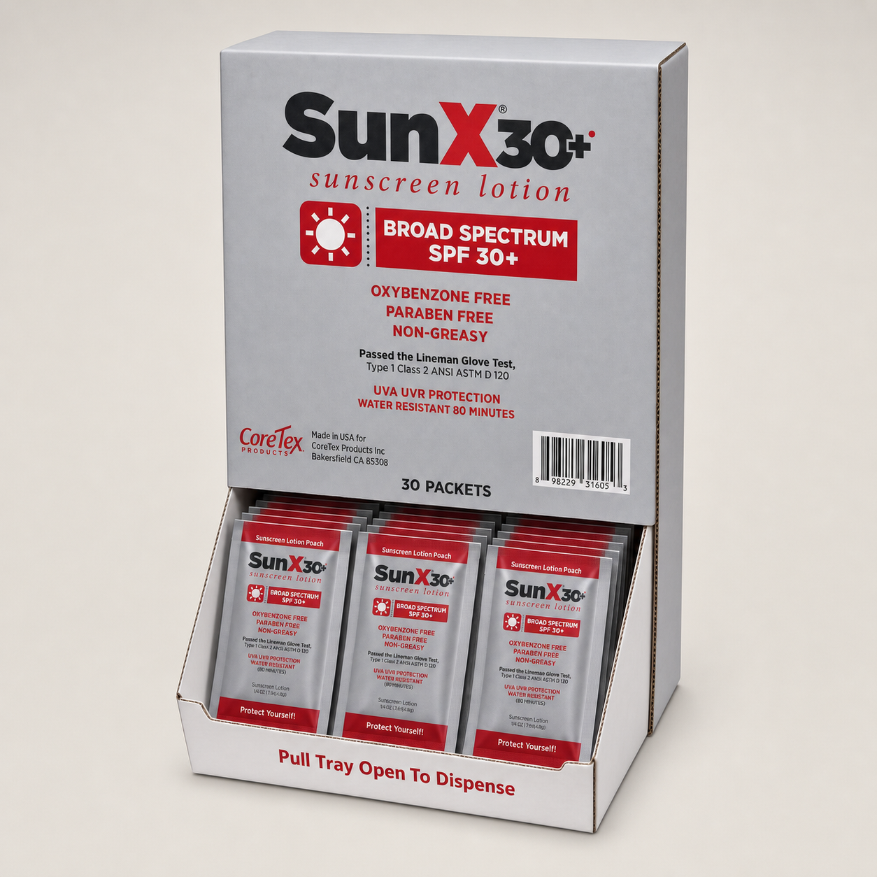 SunX 30+ Wallmount Dispenser Box (30 Packets)