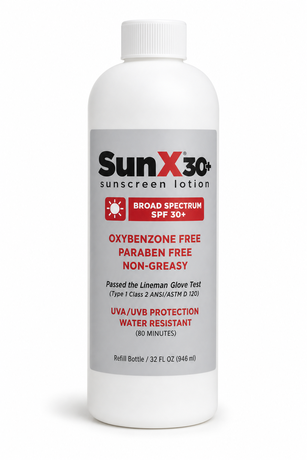 SunX 30+ Refill Bottle (32 oz Quart)