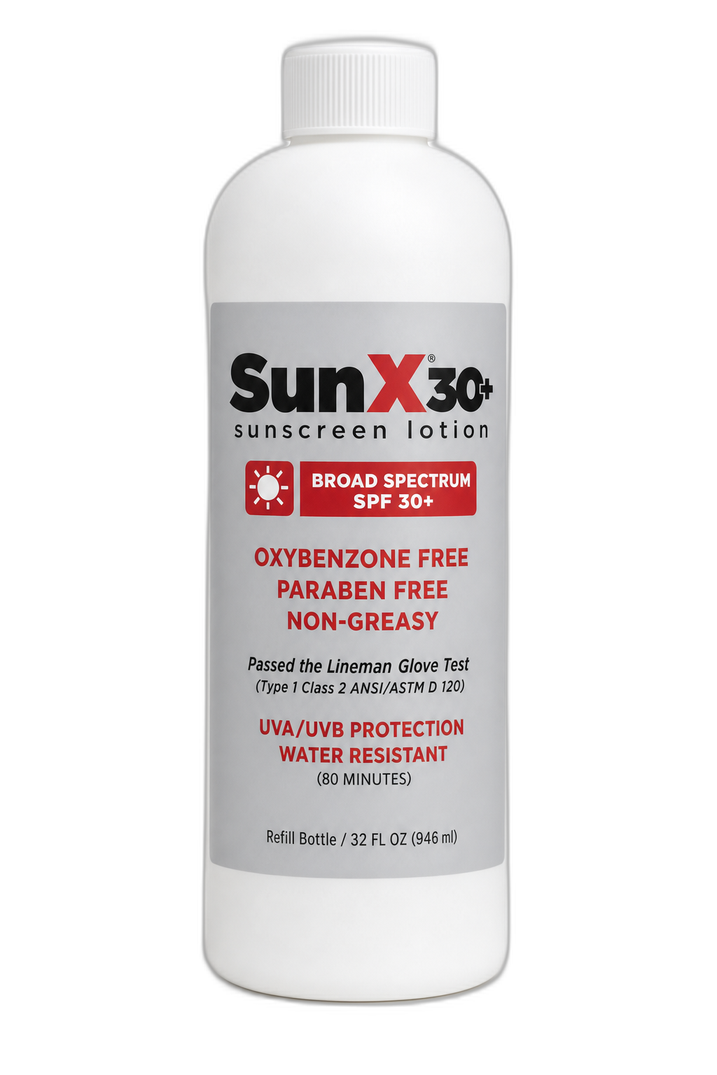 SunX 30+ Refill Bottle (32 oz Quart)