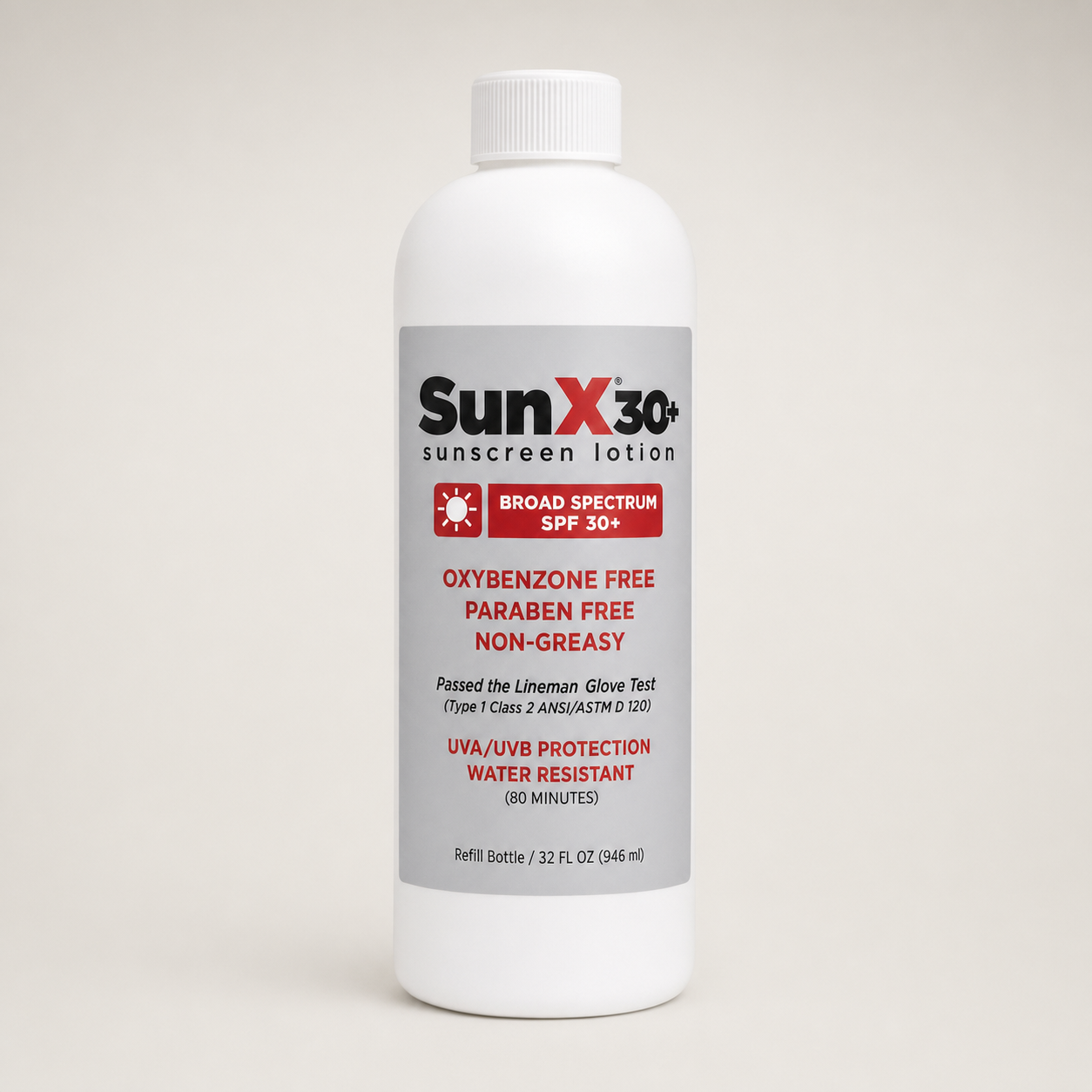 SunX 30+ Refill Bottle (32 oz Quart)
