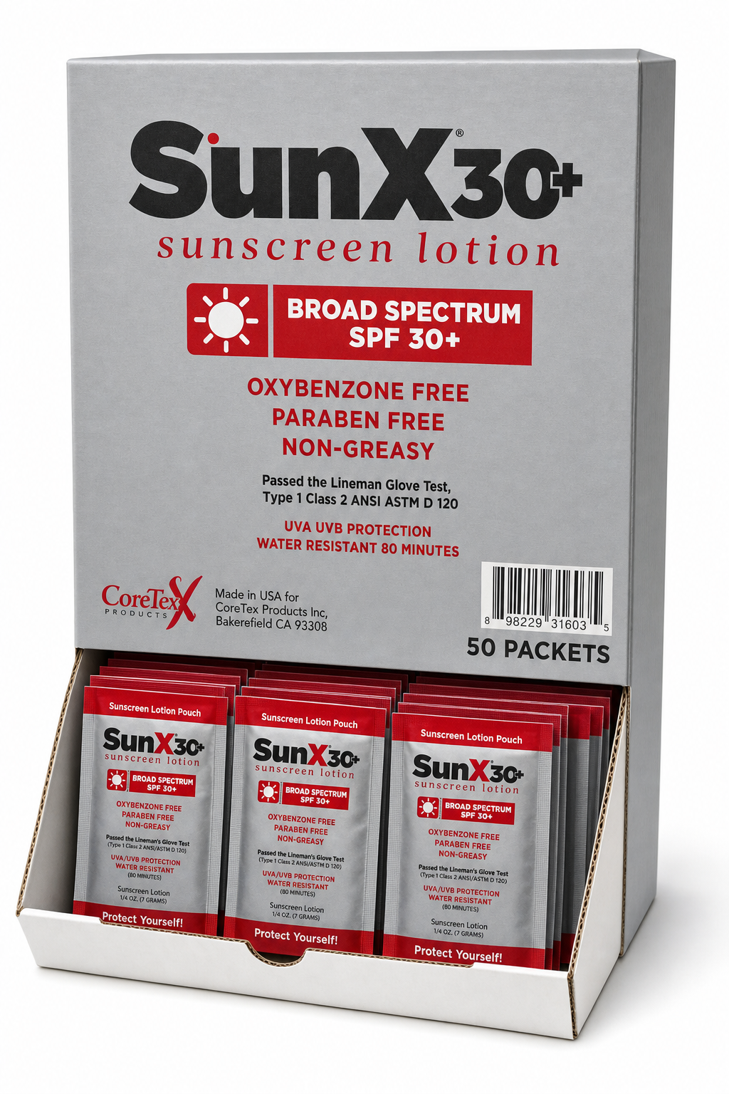 SunX 30+ Wallmount Dispenser Box (50 Packets)