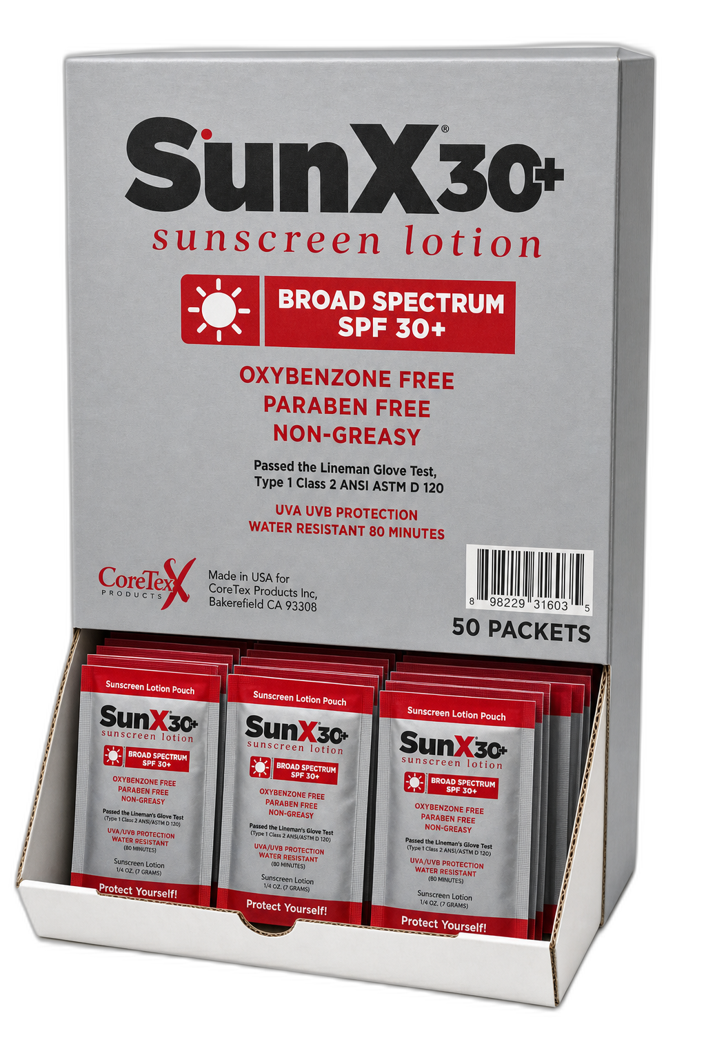 SunX 30+ Wallmount Dispenser Box (50 Packets)