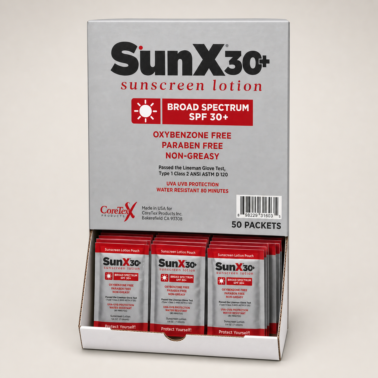SunX 30+ Wallmount Dispenser Box (50 Packets)